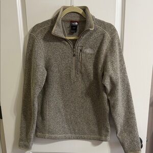 The North Face Taupe Heather 1/4 Zip Fleece Pullover men’s small NWOT